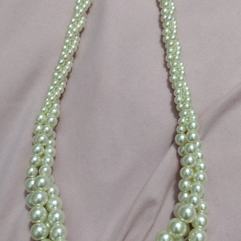 Monet White Cream Pearl 3 Strands Entwined 18" Long 3" Ext. Necklace NWT
